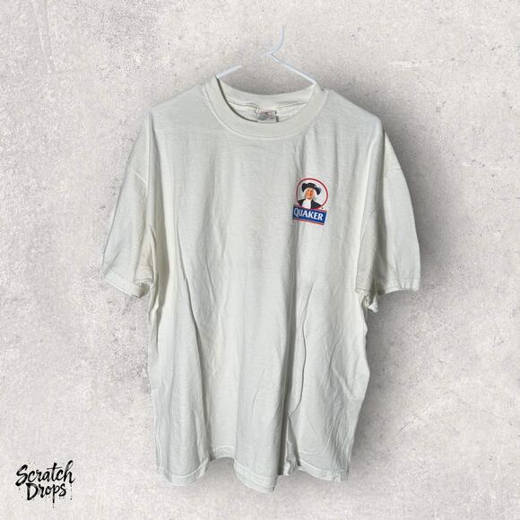 Vintage Anvil Quaker T-Shirt XL White Retro SingleStitch GraphicRare Collectible - Picture 1 of 4